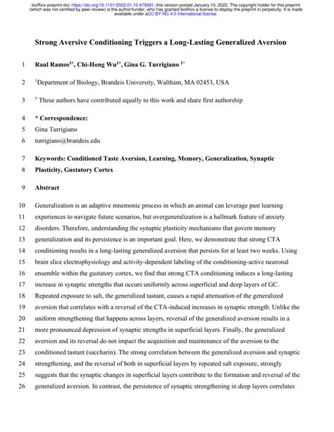 Strong Aversive Conditioning Triggers a Long